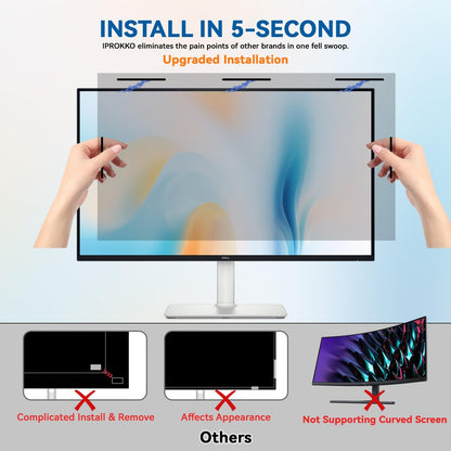 IPROKKO Laptop Privacy Screen 14 Inch 16:9 Aspect, Compatible with HP, Dell, Acer, Asus, Samsung, Lenovo Yoga & More, Removable Anti Blue Light Glare Spy Computer Monitor Filter Security Shield