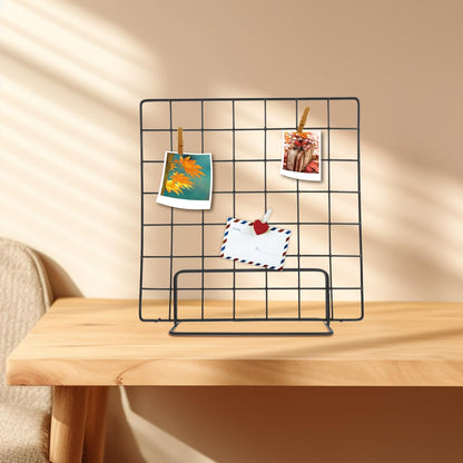 Multi-Functional Wire Grid Display Stand 13.77In Tabletop Photo Organizer Panel for Craft Shows and Desktop Display