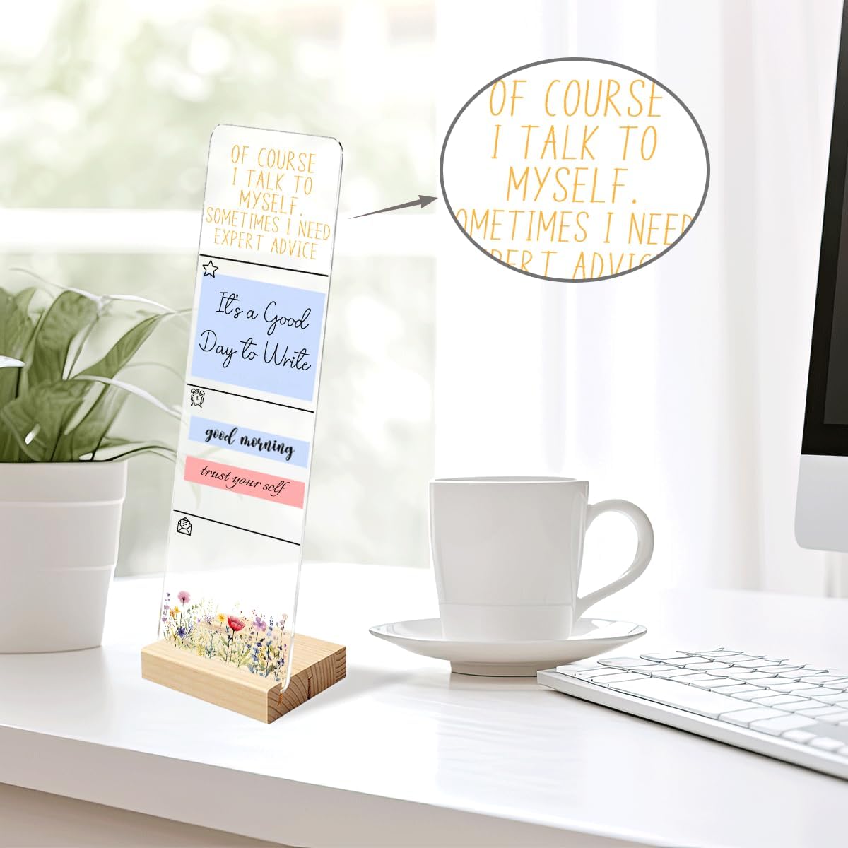 Sticky Note Holder Acrylic Monitor Memo Board Desk Organizers and Accessories Desk Decor Post It Note Holder with 200Pcs Sticky Notes Funny Sarcastic Office Positive Desk Sign