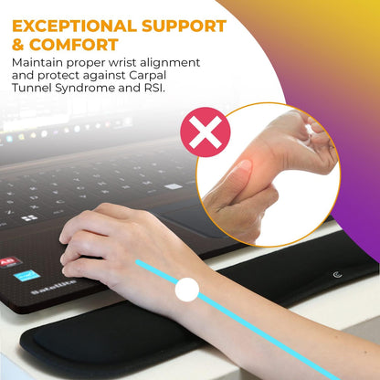 4pc Premium Wrist Rests for Keyboard and Mouse Pad Set - Memory Foam Cushion, Black - Ergonomic Wrists Hand Arm Rest Support for Laptop Computer Desk and Gaming - Carpal Tunnel Syndrome Relief