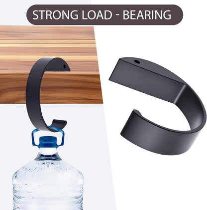 2PCS C Shape Purse Hook for Table, Portable Desk Handbag Hanger, Non-Slip Heavy Duty Bag Holder for Office and Dining Use，High-Strength Aluminum Alloy Material (2 Black)