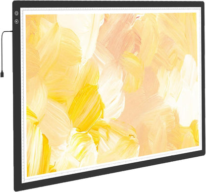 Generic Rechargeable Artist A3/A4/A2/A5 Light Table, Ultra-Thin Portable LED Light Box 3-Color Modes 6 Levels Dimming, Drawing Board Backlight for Sketching, Drawing, Tracing and Diamond Art