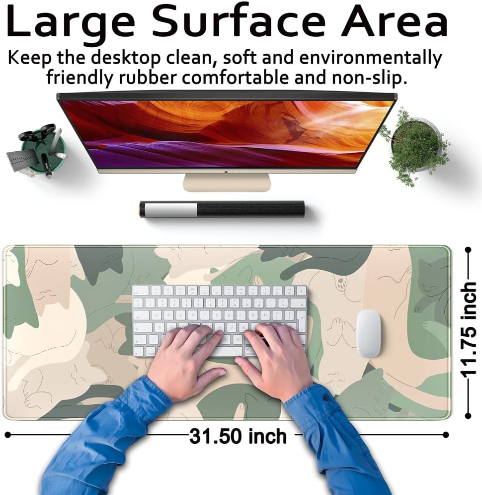 World Map Desk Mat Historical World Map Desk Pad Extra Large Computer Mouse Pad XL Black Topographic Mousepad Keyboard Pad for Desk Gaming Computer Laptop Office Non-Slip Desk Pad 31.5x11.8 in