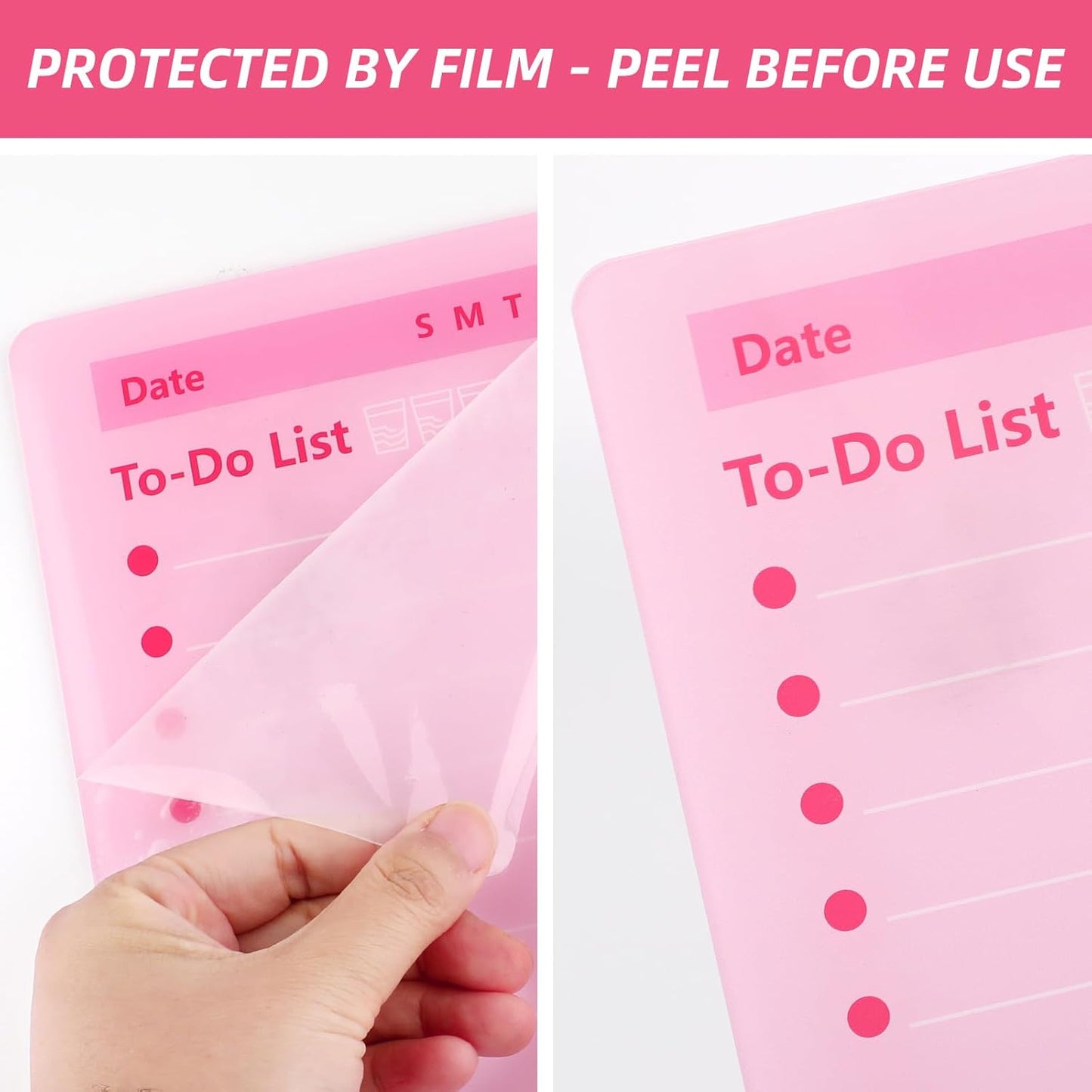 Pink Acrylic Dry Erase Board 12x10 inch, Thickened Desktop to Do List Planner Board with Stand and Markers, Frameless Tabletop Pink Dry Erase White Board Daily Task Organizer for Office Home School
