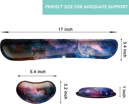 Keyboard Wrist Rest Mouse Wrist Support Set, Memory Foam Wrist Rest Pad for Computer Laptop Keyboard Mouse, Ergonomic Wrist Cushion Support for Typing Pain Relief, Gaming Home Office, Flowers Grass