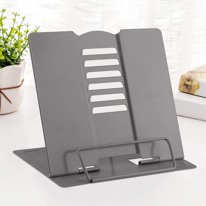 MSDADA Desk Book Stand Metal Reading Rest Book Holder Adjustable Cookbook Documents Holder Bookstands for Recipes Textbook Music Books, the First Day of School Gift for Students, Teachers (Light Blue)