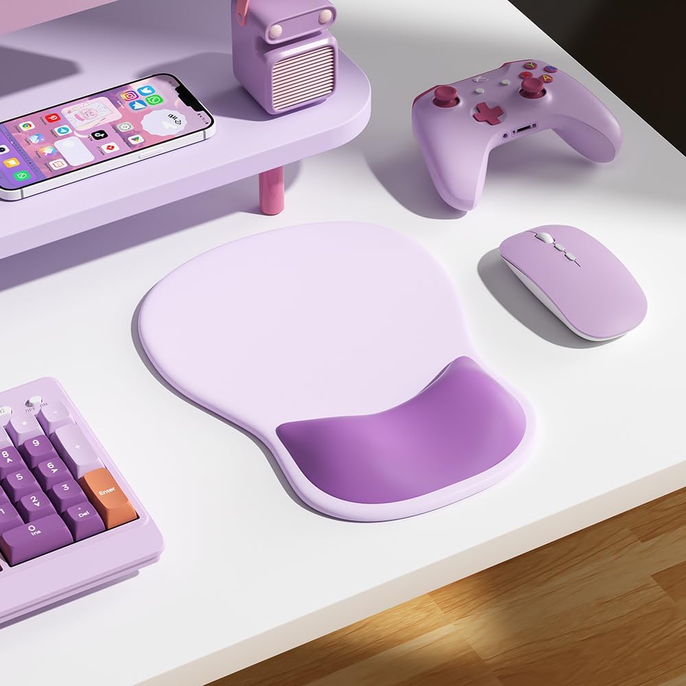 Ergonomic Mouse Pad with Wrist Rest,Cute Gel Mousepad Wrist Support - Small Mini Portable for Travel Mouse Pads for Desk Laptop,Computer,Office & Home Decor (Pink&Light Pink)