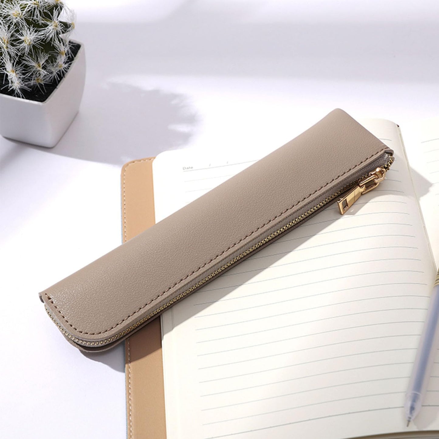 Canvas Pencil Case Small Pencil Pouch Slim Lightweight Pen Case Holder Cute Zipper Bag for School Office
