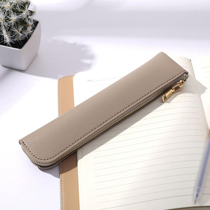 Canvas Pencil Case Small Pencil Pouch Slim Lightweight Pen Case Holder Cute Zipper Bag for School Office
