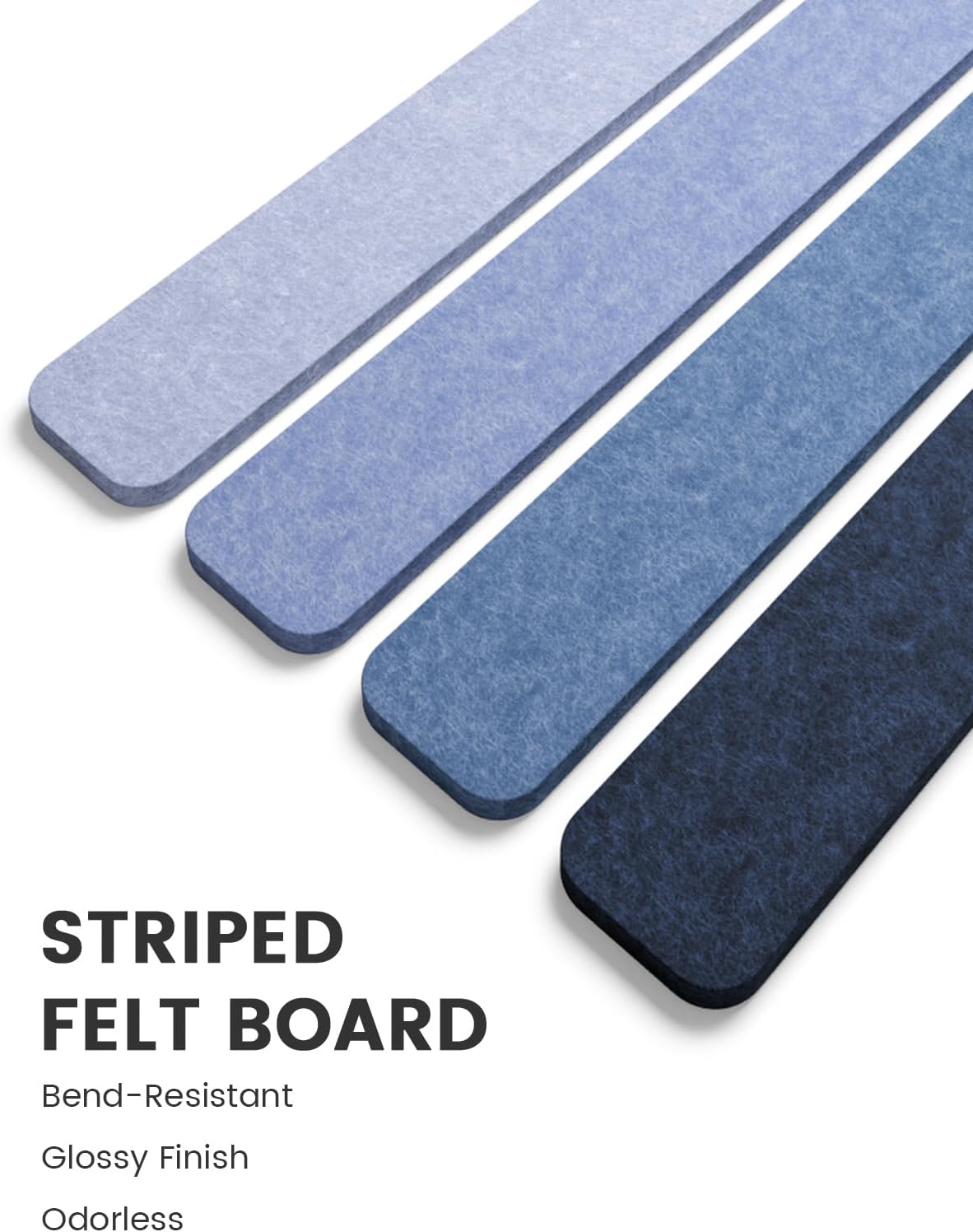 Fluxynara Cork Board Alternative Felt Strip Board 8-Pack 13"x2", Office Pin Board with 50 Push Pins, Adhesive Install for Bedroom Door & Home Office(Linen Dusk)