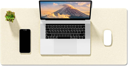 Auhoahsil Felt Desk Mat, Minimalist Large Mouse Pad XXL 35.5 x 15.7 in, Desk Matt for Desktop, Keyboard, Laptop, Computer, Office, Work from Home, Gaming, White
