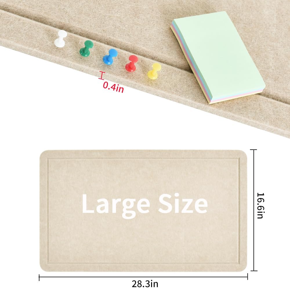 Vuzvuv Black 28"x16" Large Cork Board with 50 Push Pins & Sticky Notes, Self-Adhesive Bulletin Board for Wall, Felt Pin Vision Board for Paste Notes,Schedules Offices Home