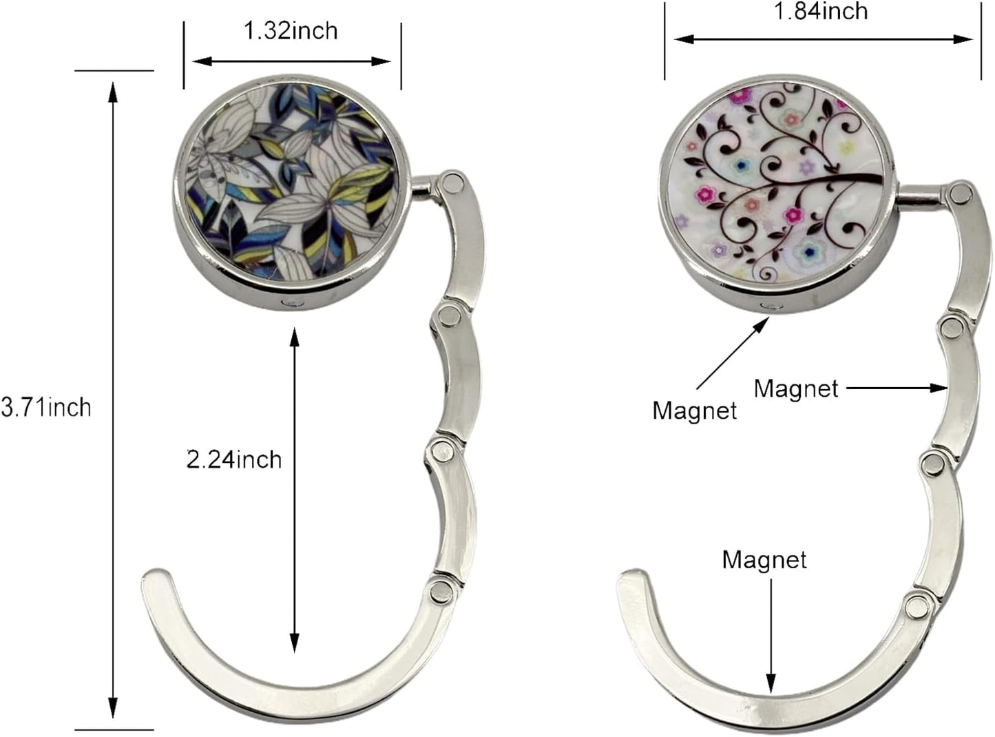 4 Pack Foldable Purse Hook for Table, Folding Women's Handbag Hangers Hooks for Desk, Bling Table Bag Holder for Women Bag Mixed Color(1 Black & 1 White & 1 Gold & 1 Pink)