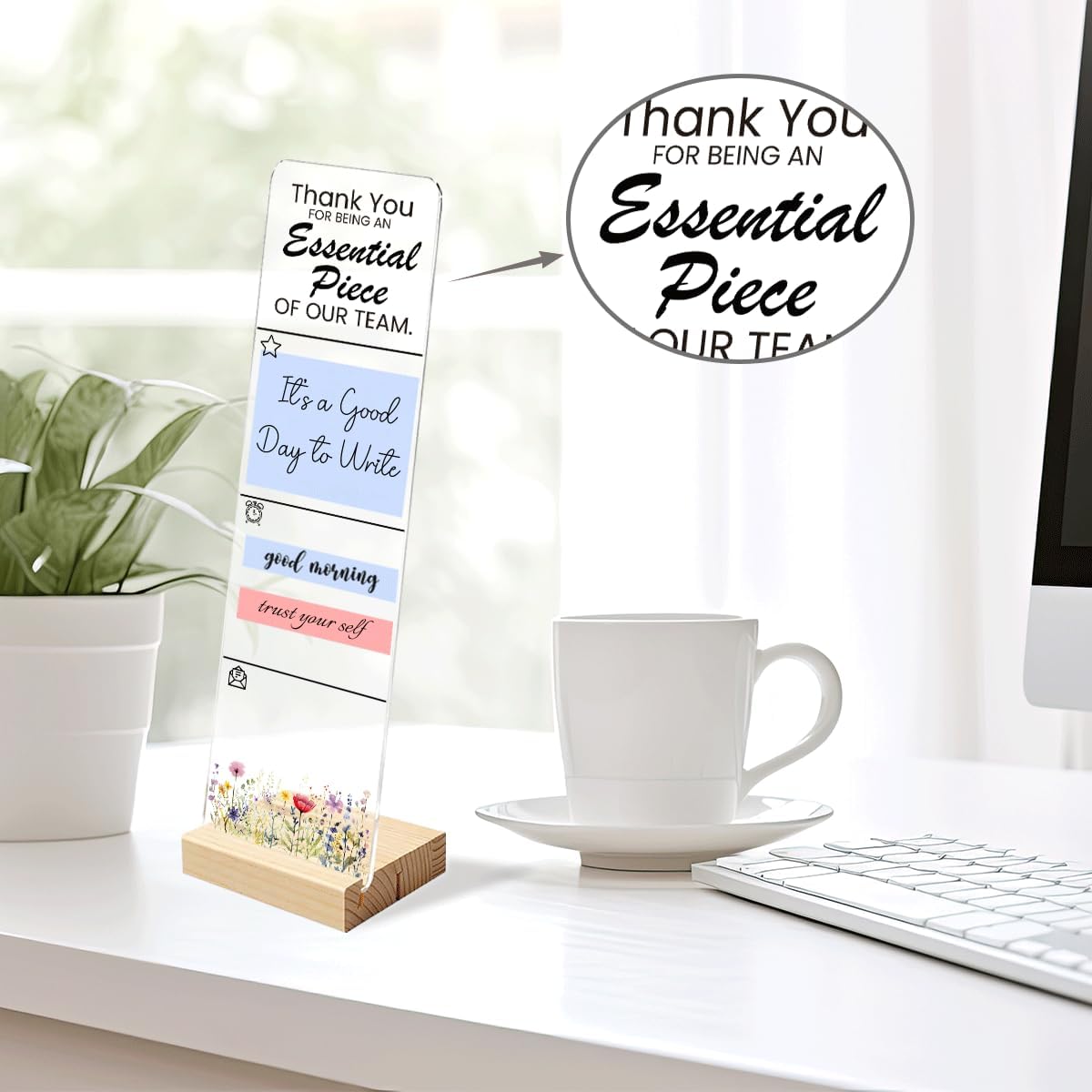 Sticky Note Holder Acrylic Monitor Memo Board Desk Organizers and Accessories Desk Decor Post It Note Holder with 200Pcs Sticky Notes Funny Sarcastic Office Positive Desk Sign