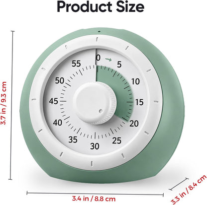Visual Timer for Kids, 60-Minute Silent Countdown for Classroom, Home, Office, Kitchen, Rainbow Pattern Desk Timer, Time Management Tools with Silent Operation, Pomodoro Timer (Green)