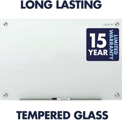 Quartet Magnetic Glass Dry Erase White Board, 48''W x 36''H Whiteboard, Infinity Frameless Mounting, White Surface (G4836W)
