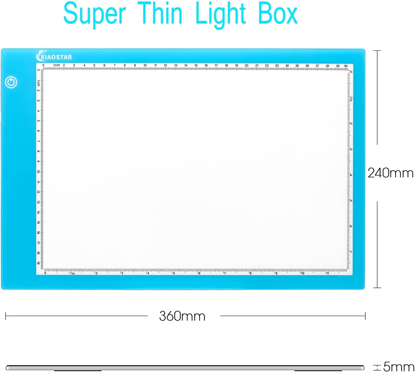 XIAOSTAR Light Box Drawing Pad A5, Tracing Board with Micro USB Cord Charge Cable and Brightness Adjustable for Artists, AnimationDrawing, Sketching, Animation, X-ray Viewing (A5) Not Rechargeable