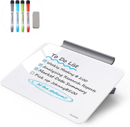 Small Desktop Glass Dry-Erase Whiteboard - 8 X 6 Inches Tabletop Easel Whiteboard with Stand, Desk Board Buddy for Artist, Teacher and Student