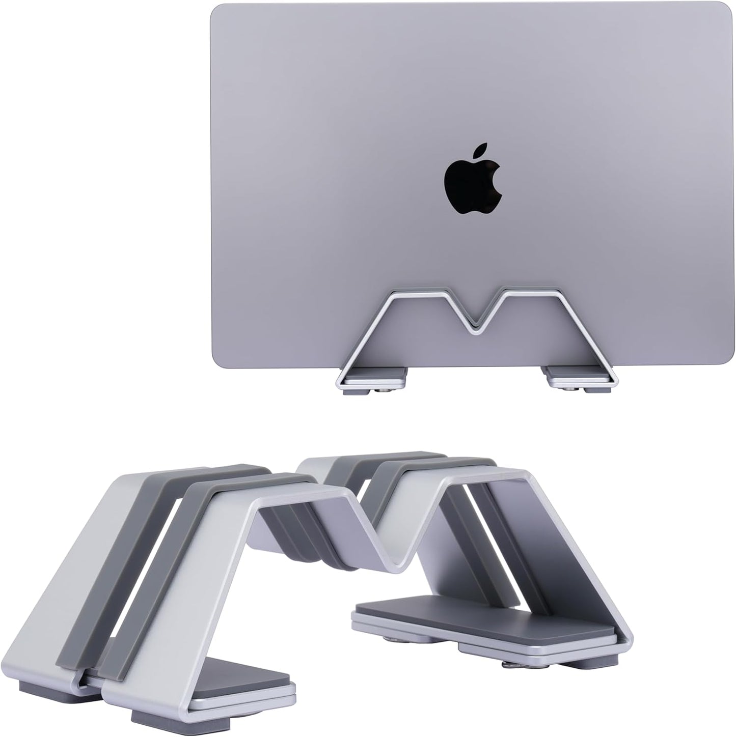 Adjustable Dual Vertical Laptop Stand - Supports 2 Devices Holder, Fit for All Laptops(10-30mm Thickness) - Fashion Design, Adjustable Width, Anti-Slip & Scratch-Resistant, Patented Design