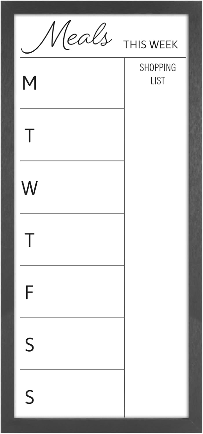 MCS Dry Erase Weekly Planner 11x24 Walnut Framed Calander Whiteboard for Wall, Plan Your Week with Family Weekly Planner for Dinners, Sports, Events & More