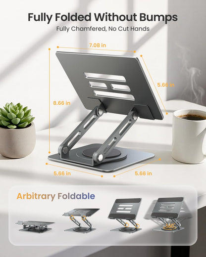 LOXP Adjustable Tablet Stand, 360 Rotating iPad Stand with Heavy-Duty Base, Tablet Holder Compatible with 4.7-16.9" Device, iPad Pro Air Mini, Kindle, Surface Tablet, Portable Monitors - Black