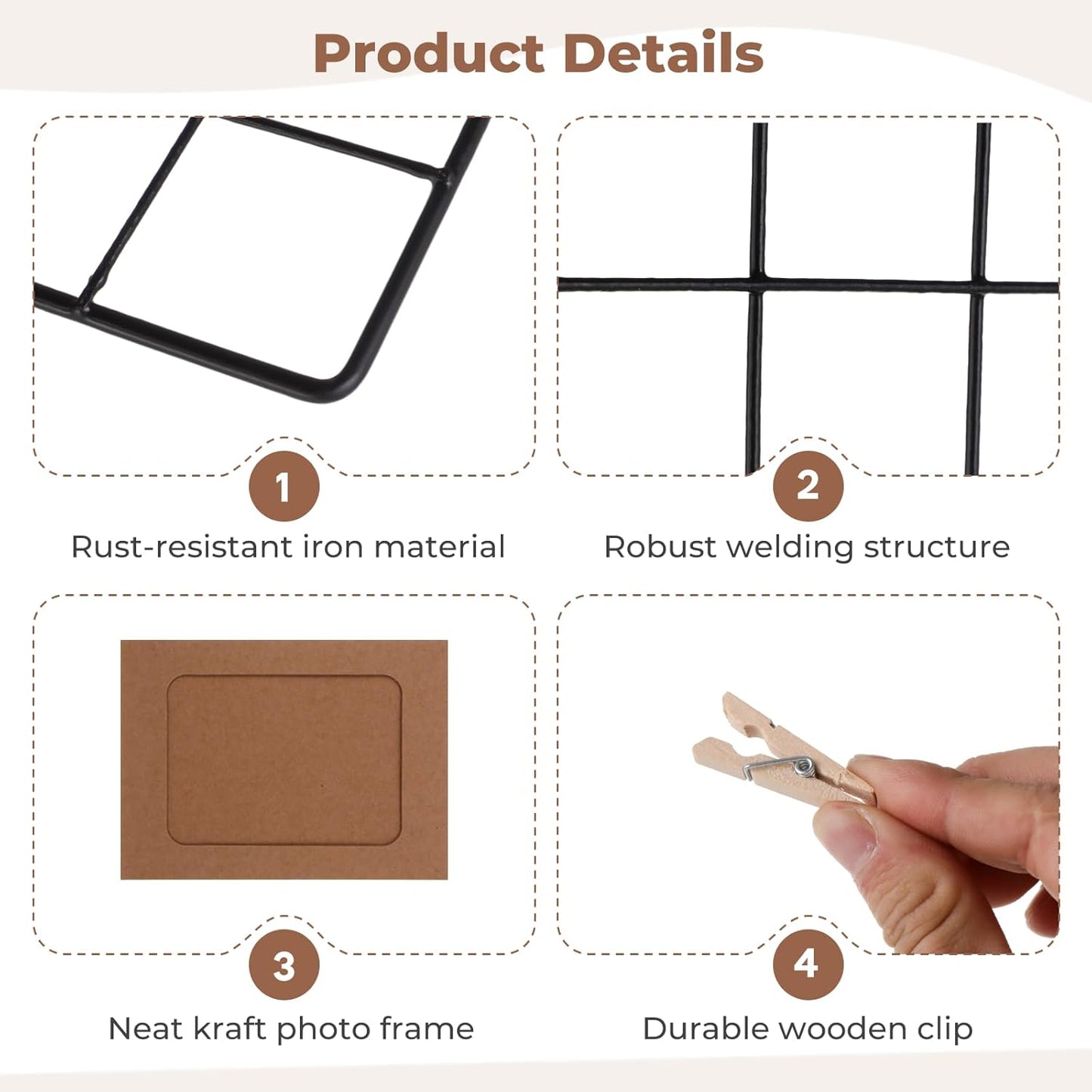Lnrueg Wire Wall Grid Panel with Wall Grid Shelf with Photo Frames for Photo Display, Metal Mesh Message Board Memo Boards, Heavy Duty Gridwall Display Rack for Art Retail Display (Black-A)