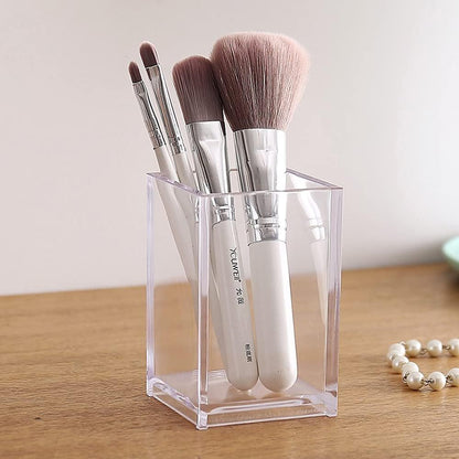HSYMQ Clear Acrylic Pencil Pen Holder Cup, Clear Makeup Brush Holder, Acrylic Desk Accessories, Stationery Organizer for Office Desk Accessory