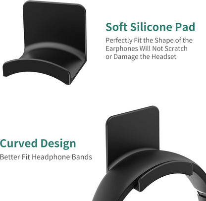 HomeMount Headphone Stand Headset Holder - Adhesive Gaming Headphone Hanger Hook Desk Mount for Most Headphone & Controller (White)