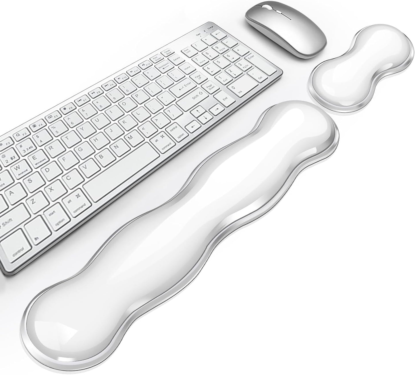 Gel Cloud Keyboard and Mouse Wrist Rest, Cute Wrist Support and Arm Support Keyboard Rest for Keyboard and Mouse Typing Pain Relief，Suitable for Office/Computer/Laptop/Gaming（White）