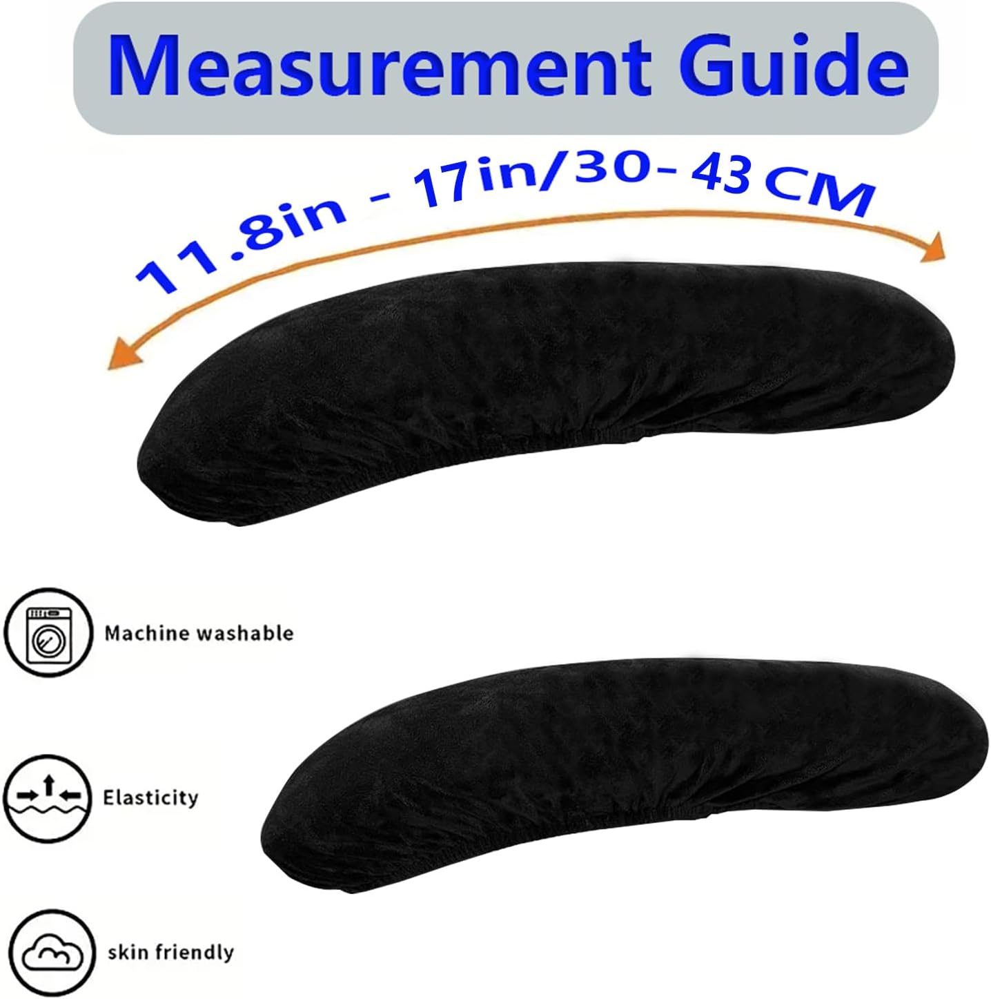 Office Chair Arm Rest Cover Velvet Office Chair Armrest Covers Stretchable Removable Armrest Protectors for Desk Chairs Computer Chair Gaming(Office Chair Arm Covers 2Pcs, Black)