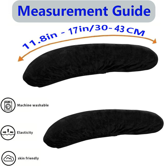 Office Chair Arm Rest Cover Velvet Office Chair Armrest Covers Stretchable Removable Armrest Protectors for Desk Chairs Computer Chair Gaming(Office Chair Arm Covers 2Pcs, Black)