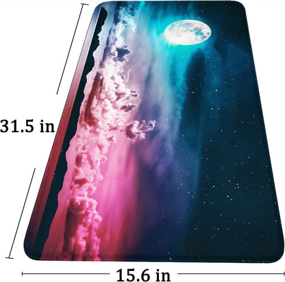 Large Extended Gaming Mouse Pad with Stitched Edges, (31.5X15.7In) Durable Non-Slip Natural Rubber Base, Waterproof Computer Keyboard Pad Mat for Esports Pros/Gamer/Desktop/Office/Home-Black