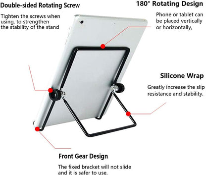 VOVIGGOL Adjustable Tablet Stand Holder, Non-Slip Foldable Holder Cradle Fit for 9-12.9" Tablets, iPad, Samsung and Kindle Fire, Display Stands Picture Frame Stand for Photos (Large Black)
