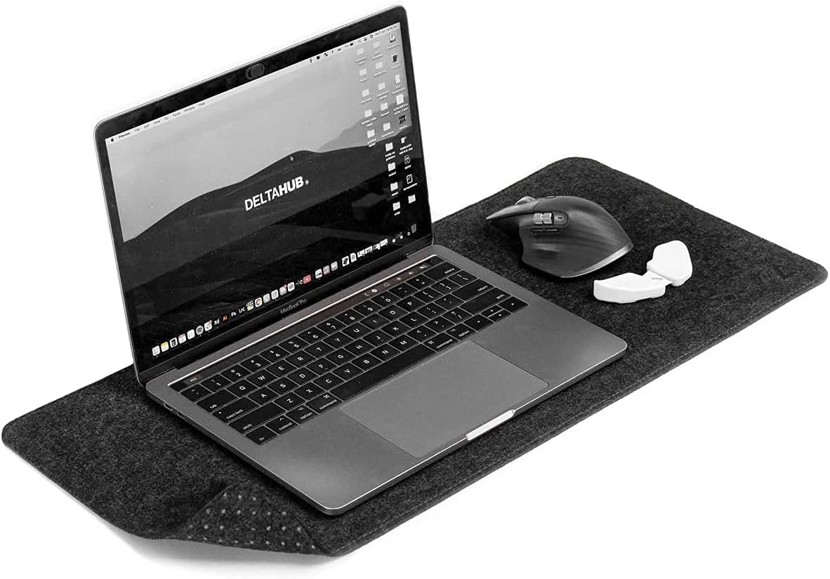 DELTAHUB - Minimalistic Felt Desk Protective Pad, Anti-Fray, Anti-Slip, Easy to Clean, Easy Glide, Long Lasting, Sleek Design, Comfortable, Resistant, Desk Mat, PC, Mac, Laptop - Medium (12x35inch)