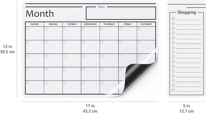 Amazon Basics Magnetic Dry Erase Calendar Whiteboard Set for Fridge, 3-Pack with 8 Markers and Eraser