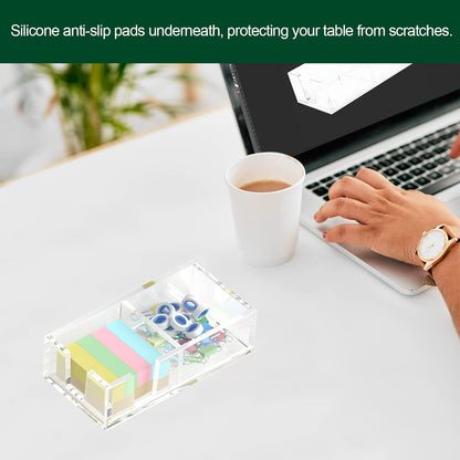 Acrylic Sticky Note Holder, Self-Stick Note Pad Holder W/O Pads - Note Dispenser Memo Pad Holder Desk Organizer for School Office Home (3''x3'' Clear)
