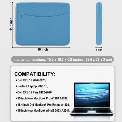 Laptop Sleeve Case 14 inch, Shockproof Protective Laptop Cover Briefcase Carrying Computer Bag with Accessory Pocket Portable Computer Sleeve for 14" MacBook, HP, Dell, Lenovo, Acer, Black