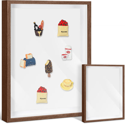 Vicenpal 1 Pcs Large Magnetic Board 16" x 12" Magnet Display Board Removable Souvenir Fridge Magnet Frames Case for Wall Dust Proof Magnetic Shadow Box for Wall Table Refrigerator (Black)