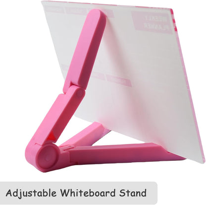 Desktop Thickened Acrylic Dry Erase Board, Weekly White Board with to Do List, Tabletop Whiteboard with Stand, Frameless Dry Erase Pink White Board，9.5"x6.7" for Office, Home, School(Desktop-PK-1724)