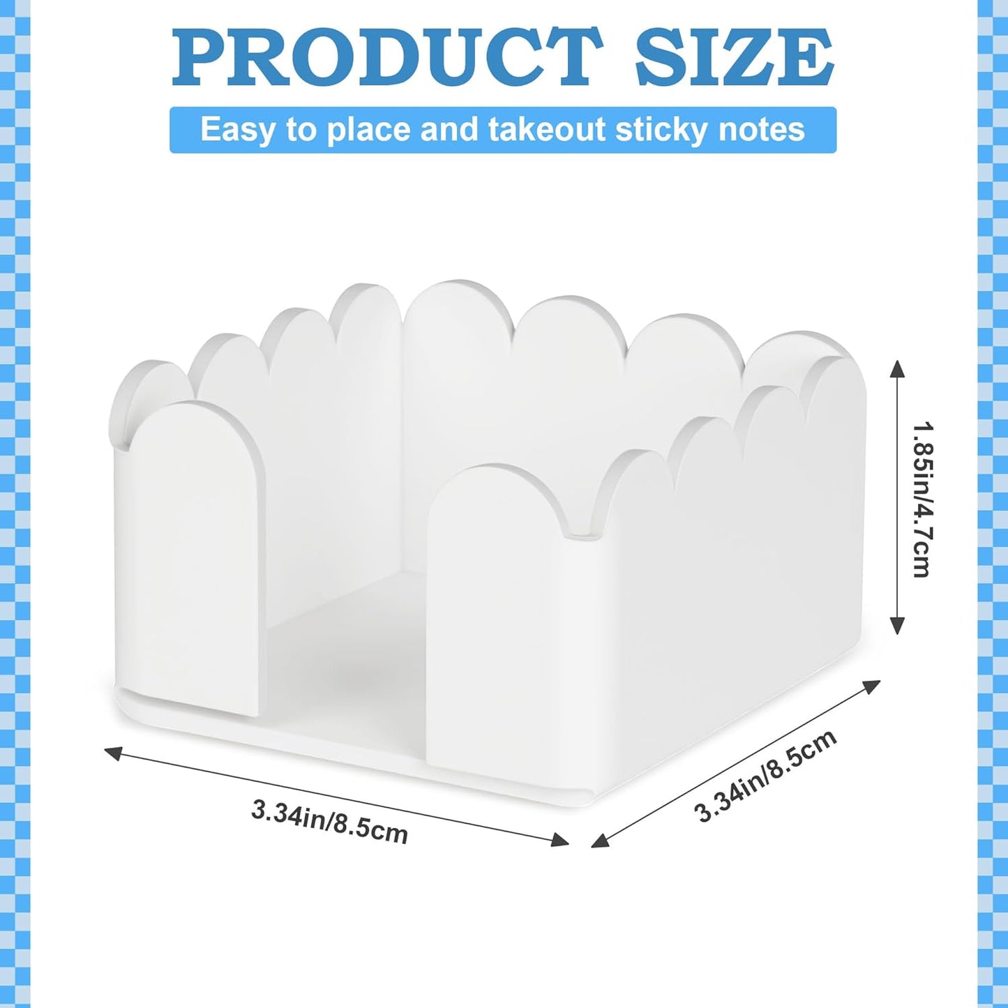 1 PC Scalloped Acrylic Sticky Note Holder 3"x3" Crystal Clear Sticky Note Holder Dispenser for Classroom, Desk Organizer Accessories for Dorm Room, School Office Necessities