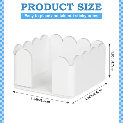 1 PC Scalloped Acrylic Sticky Note Holder 3"x3" Crystal Clear Sticky Note Holder Dispenser for Classroom, Desk Organizer Accessories for Dorm Room, School Office Necessities