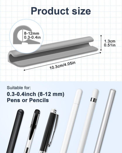 eZAKKA 2PCS Silicone Pencil Holder, Stylus Holder For Stylus Pens,For Most Pens,Pencils,Self-Adhesive Stick To Notebooks,Diary, Desks,Tablet, Black