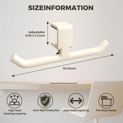80-lb Heavy-Duty Bag Hook for Desk or Table,Adjustable Purse Hanger,Purse Hook,Backpack Holder for Table & Handbag Hanger,Space-Saving Organizer for Classroom, Dorm Office,Home,and Cafe Tables (White)