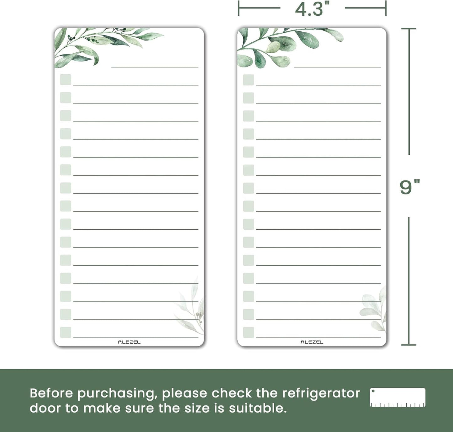 ALEZEL Magnetic to Do List White Board for Fridge, Multifunctional Dry Erase List Board for Refrigerator - Set of 4 Magnetic Grocery List Whiteboards, 4 Markers + Eraser