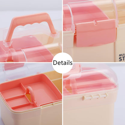 Kinsorcai 11'' Plastic Storage Box with Removable Tray, Multipurpose Organizer and Storage Case for Art Craft and Cosmetic (Green)