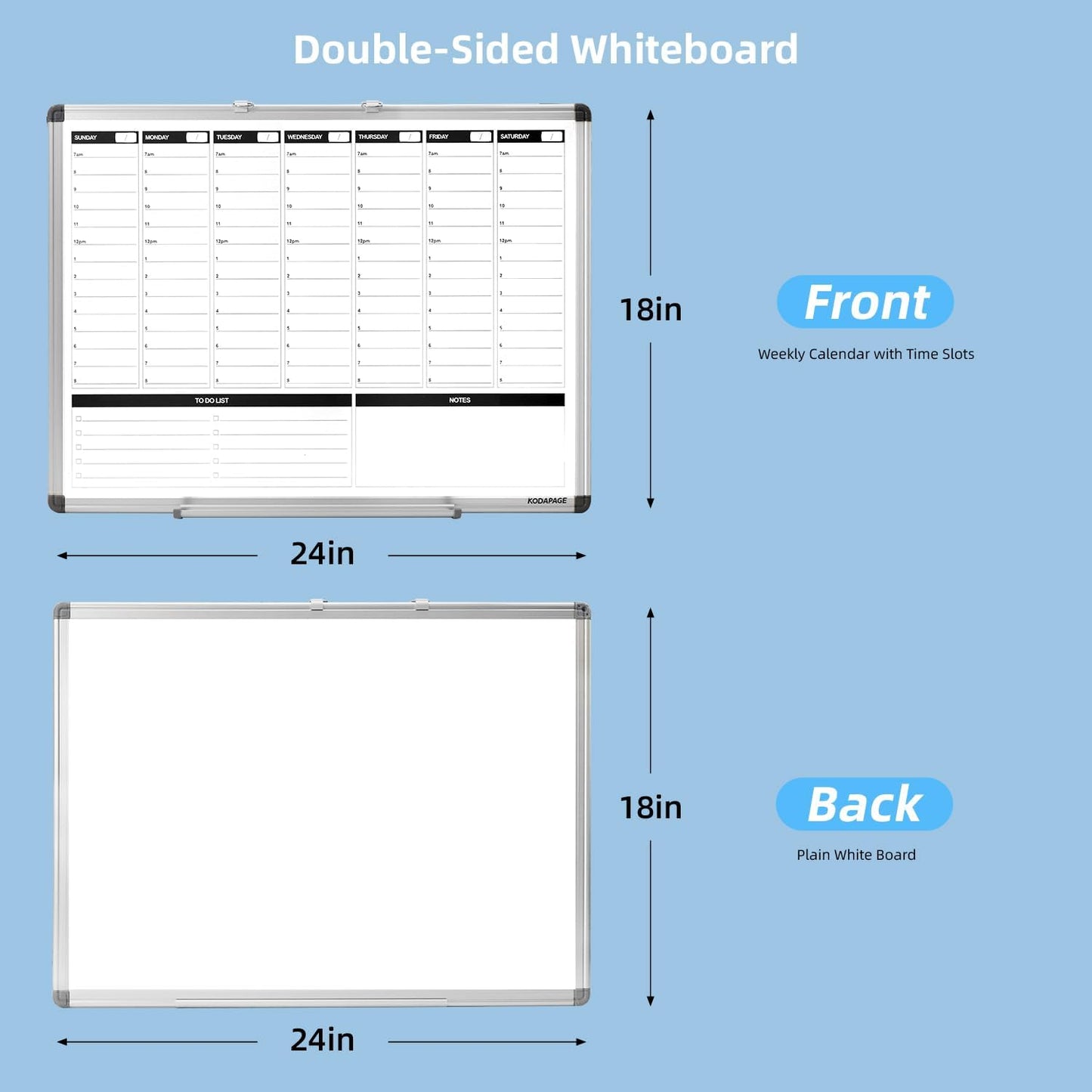 Planning Boards,White Board Dry Erase Calendar with Stand,Double-Sided Weekly Calendar Schedule Board with Time Slots&Monthly Planner with to DO List for Desk and Wall 16"×12"(1 Pack)