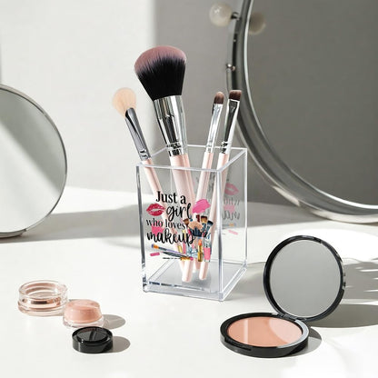 Better Late Than Ugly Acrylic Makeup Brush Organizer Holder, Self Affirmations Desk Acrylic Brushes Storage, Make Up Artist Gifts, Birthday Gifts for Her Wife Sister Friend Makeup Lovers