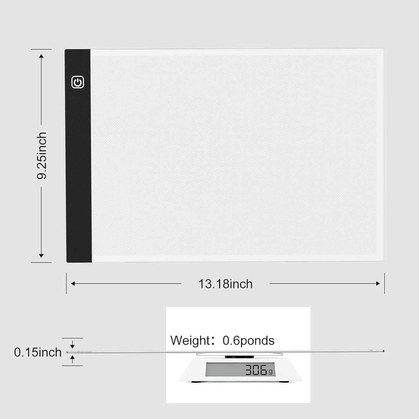 comzler A4 LED Light Board, 3 Level Dimmable Brightness USB Power Artcraft Light Table for Tracing, Light Drawing Sketch Pad for Animation, Sketching, Drawing, Stenciling, Artists - Black