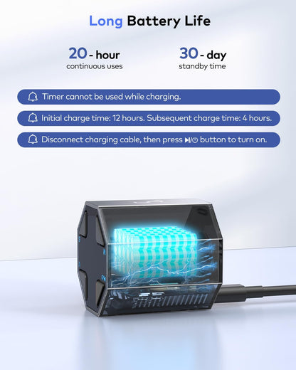 Ticktime Pomodoro Timer Cube, Custom Pomodoro, Pause & Resume, Silent, Vibrate & Adjustable Sound Alert, for ADHD, Task, Work, Study, 3/5/10/15/30/45/60min & Custom Countdown, Blue