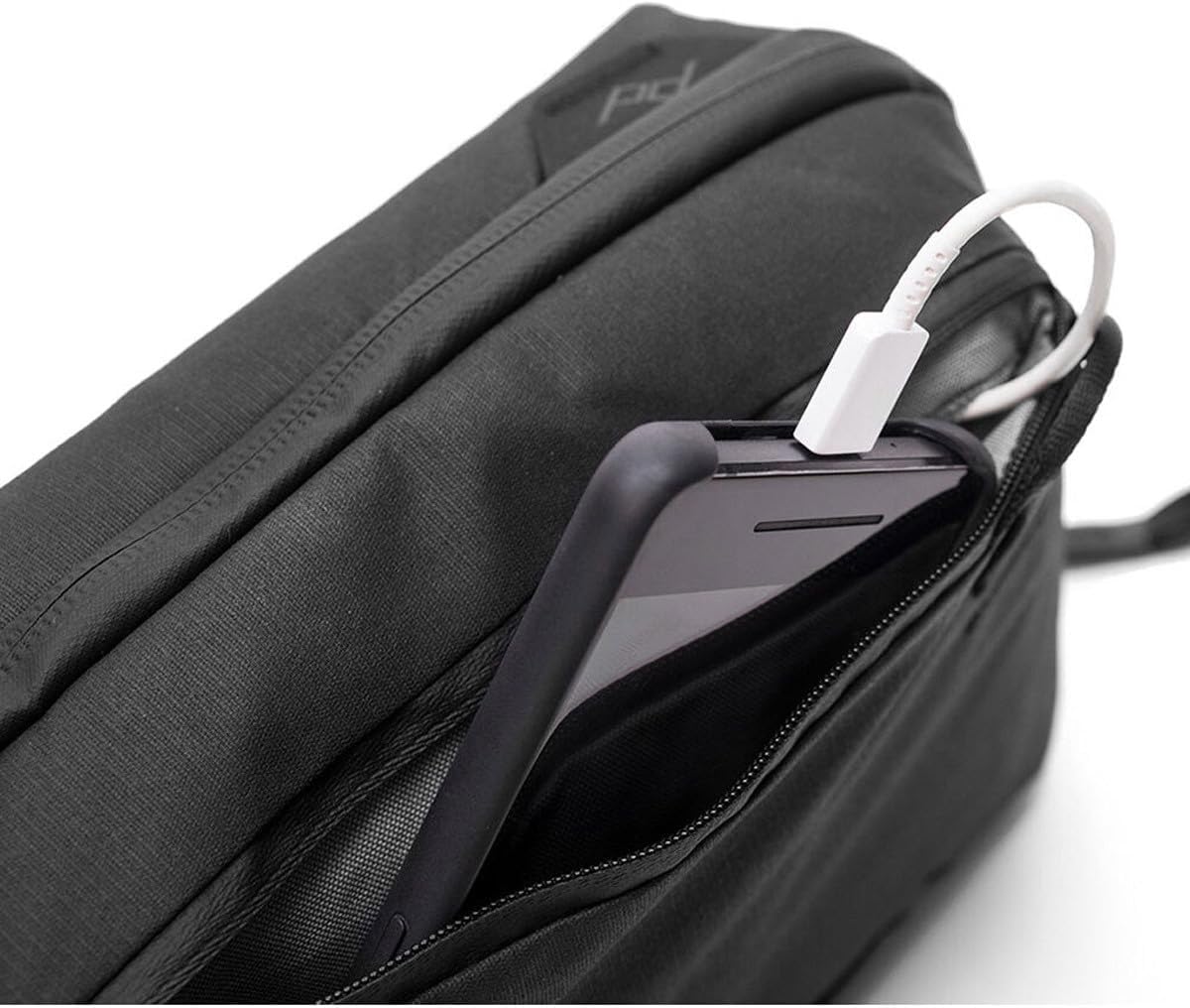 Peak Design Small Tech Pouch, Black, Electronics Organizer for Travel or Everyday Carry, Origami-Style Storage, Cable Pass-Through, Weatherproof Recycled Nylon, Gear Carry Bag for Men and Women